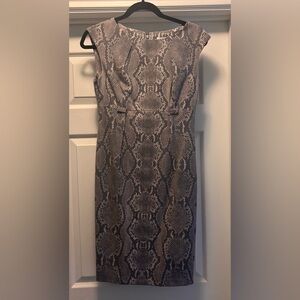 Calvin Klein Gray Snake Print Midi Dress